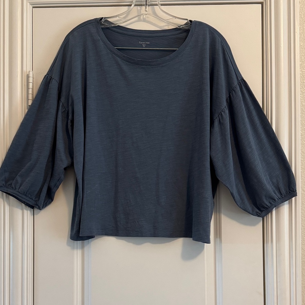 Garnet Hill Women's Deep Gray Blue Blouse
